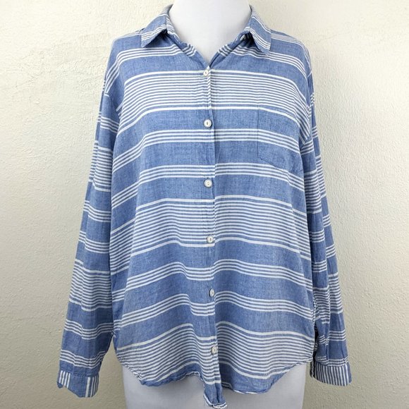 Anthropologie Light Chambray Striped Buttondown - Picture 1 of 8
